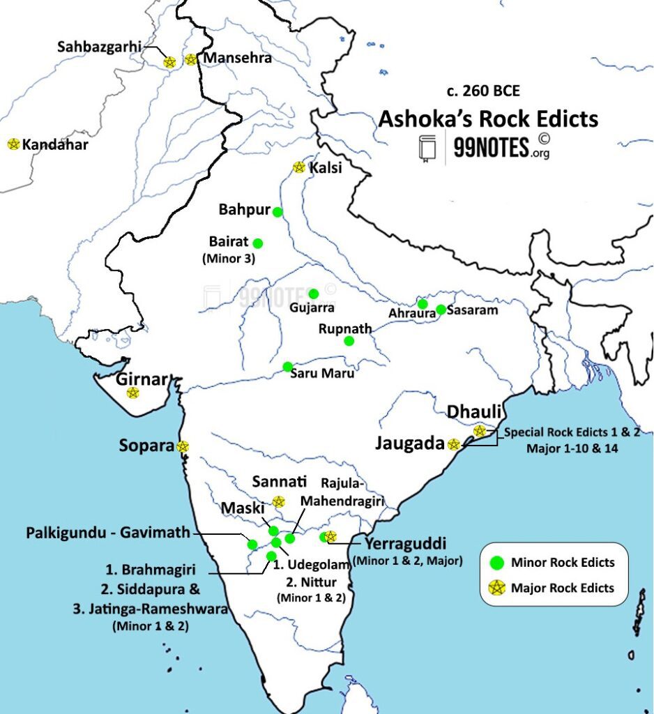 Minor And Major Rock Edicts Of Ashoka Map