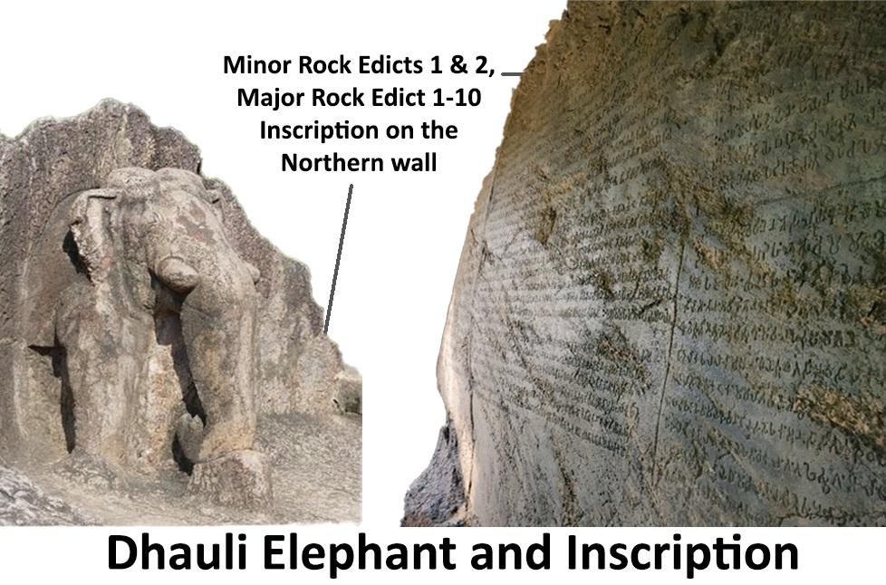 Dhauli Elephant And Inscription- Major Rock Edict Of Ashoka