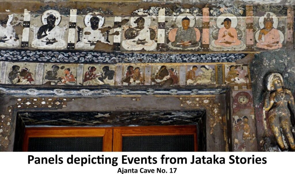 Panel Depicting Events From Jataka Stories- Ajanta Cave No.17 ( Painting Of Gupta Period)