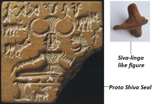 Proto Shiva Seal And Siva Linga Like Figure - Harappan Sites