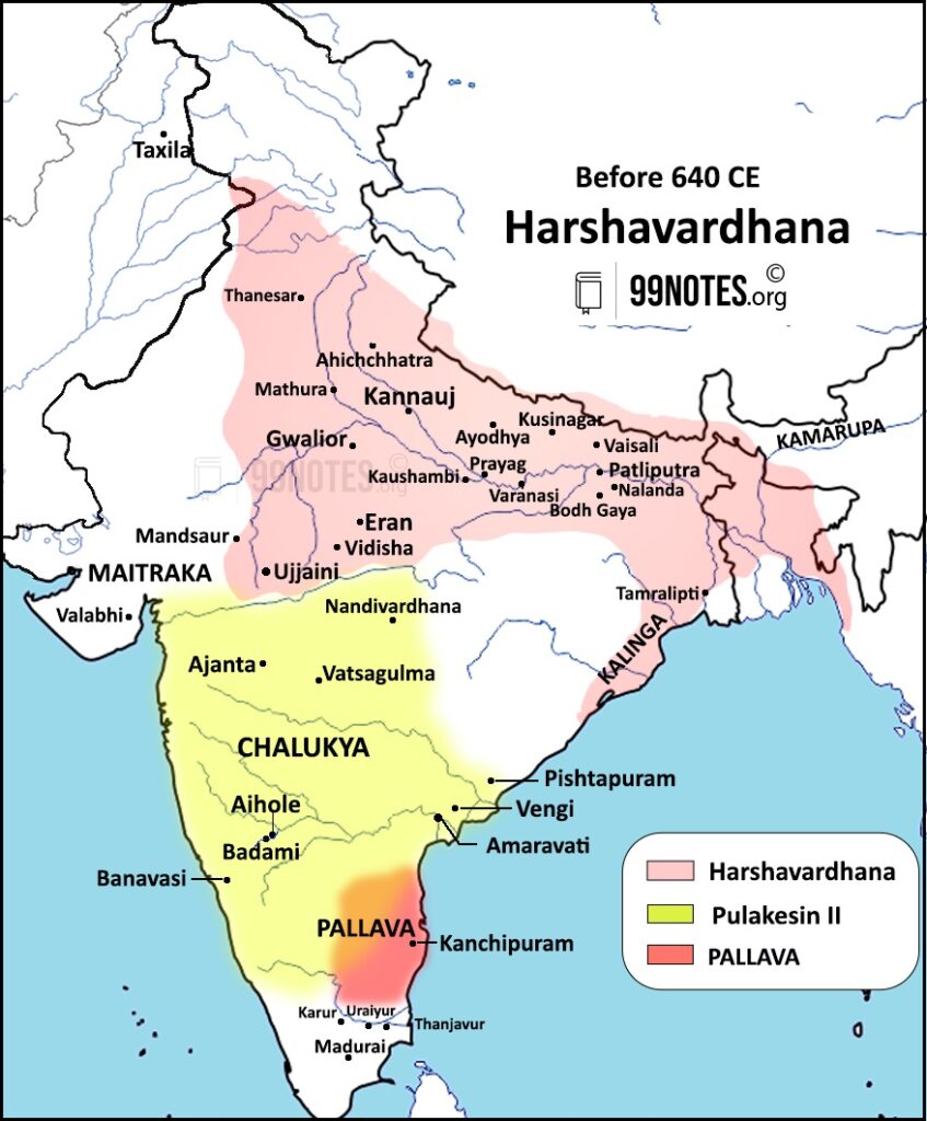 Harshavardhana Empire Before 640 Ad
