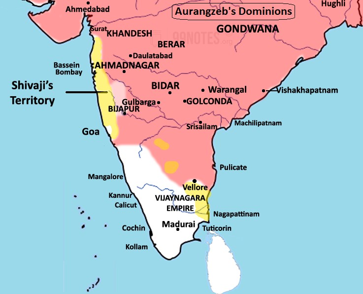Shivaji'S Territory During Aurangzeb'S Dominions