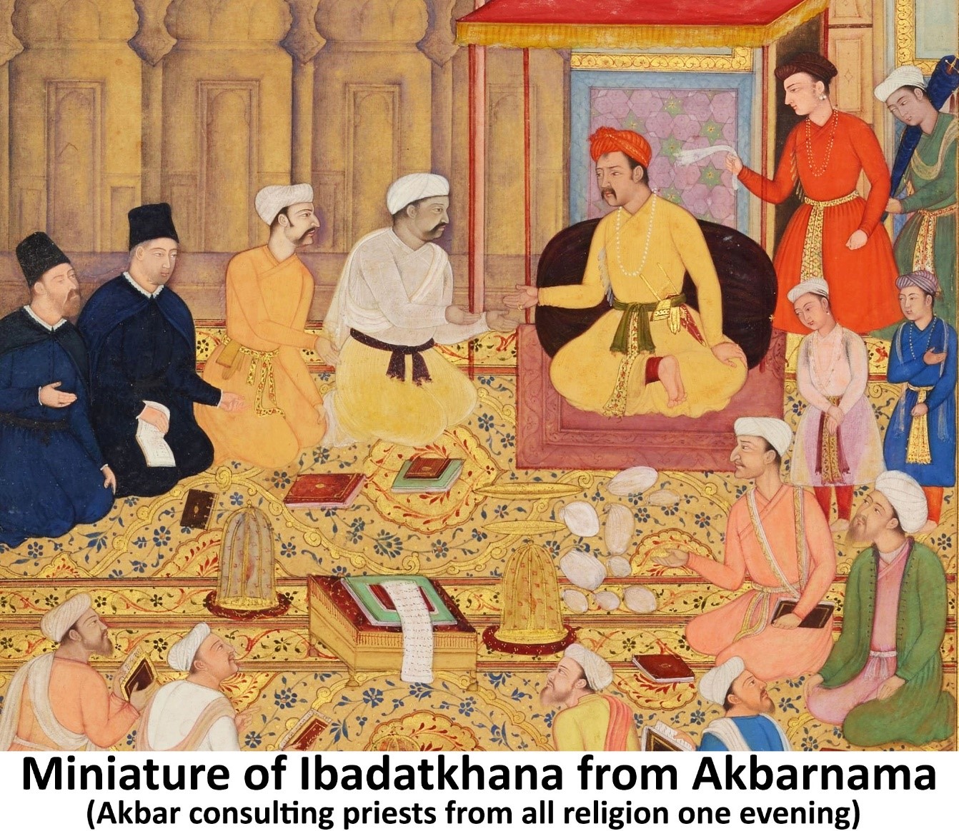 Miniature Of Ibadatkhana From Akbarnama- Mughal Empire Notes For Upsc