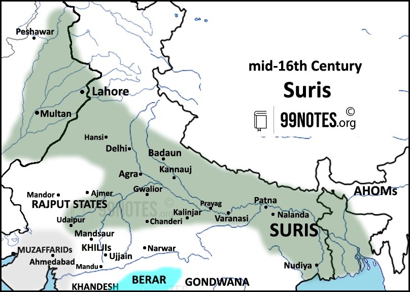 Map Of India During Sershah Suri