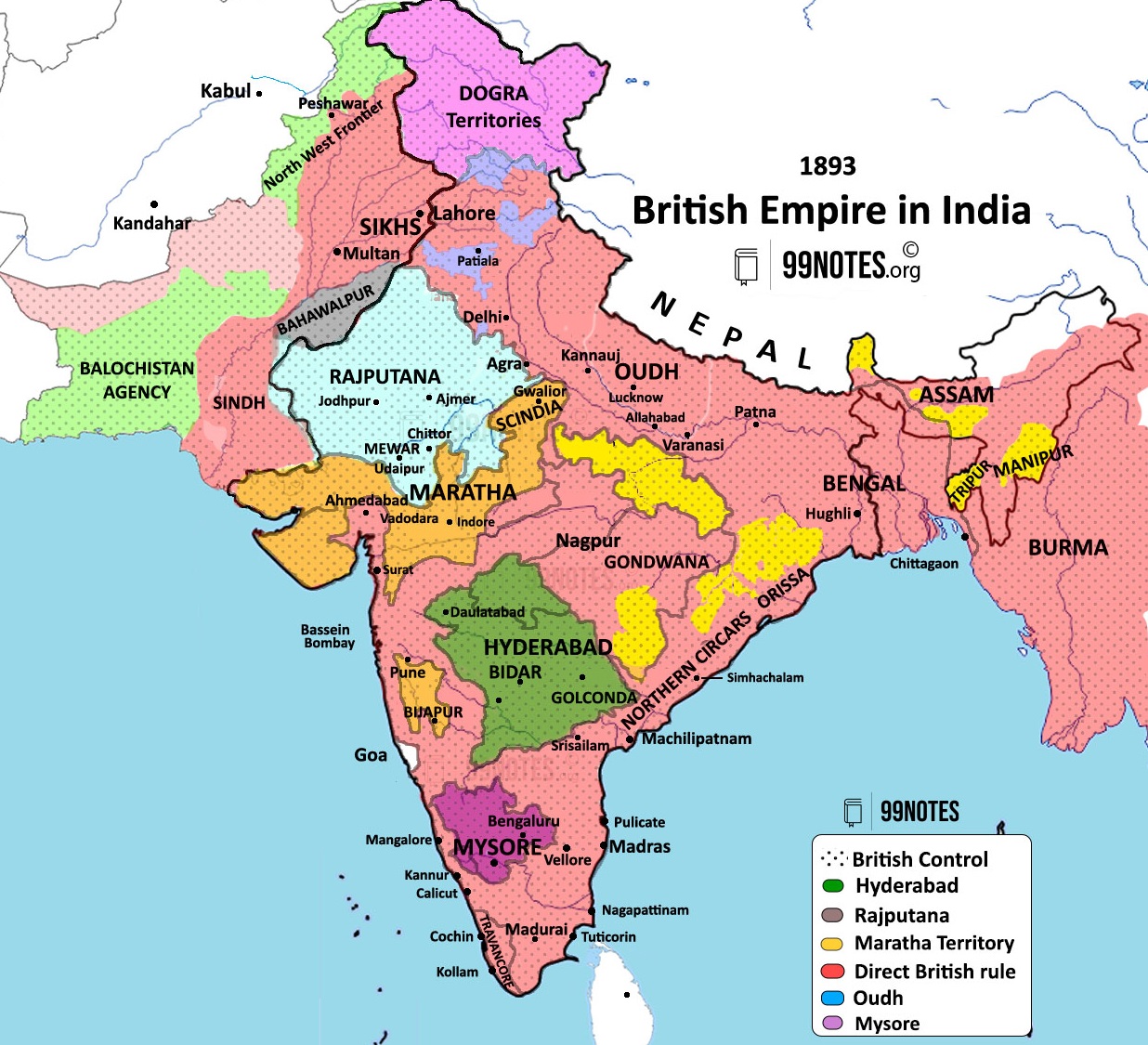 British Empire In India 1893- India'S Administrative Union