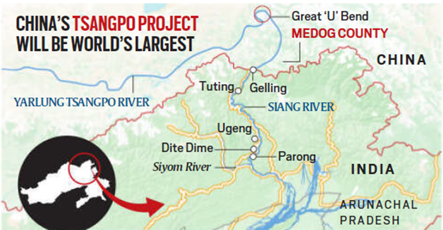 Map Of The Tsangpo Project In China And India
Tsangpo River Hydropower Project Location Map